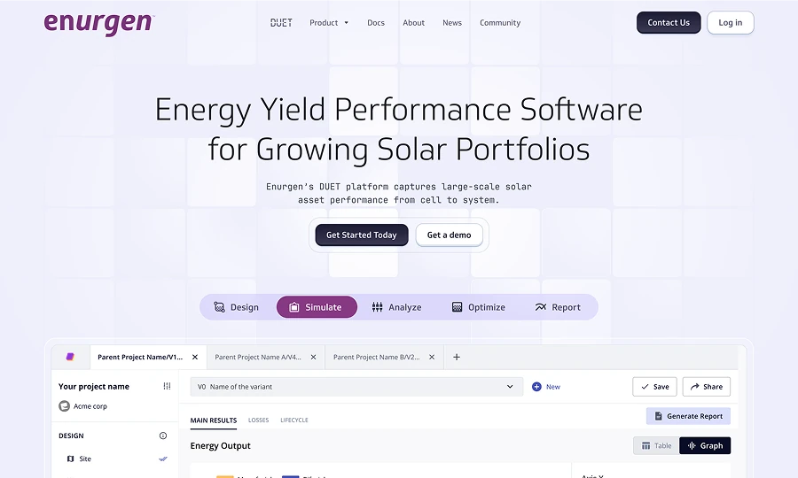 Enurgen DUET — grounded analytics product designed by Cinnaboner