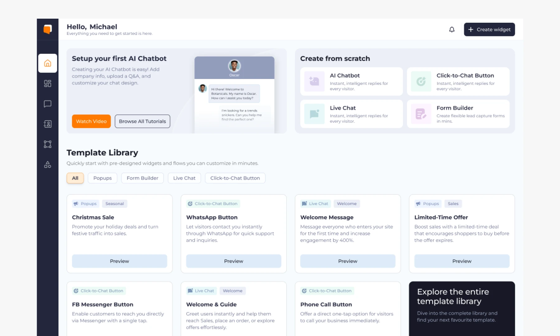 Oscar Chat product interface — SaaS UI designed by Cinnaboner