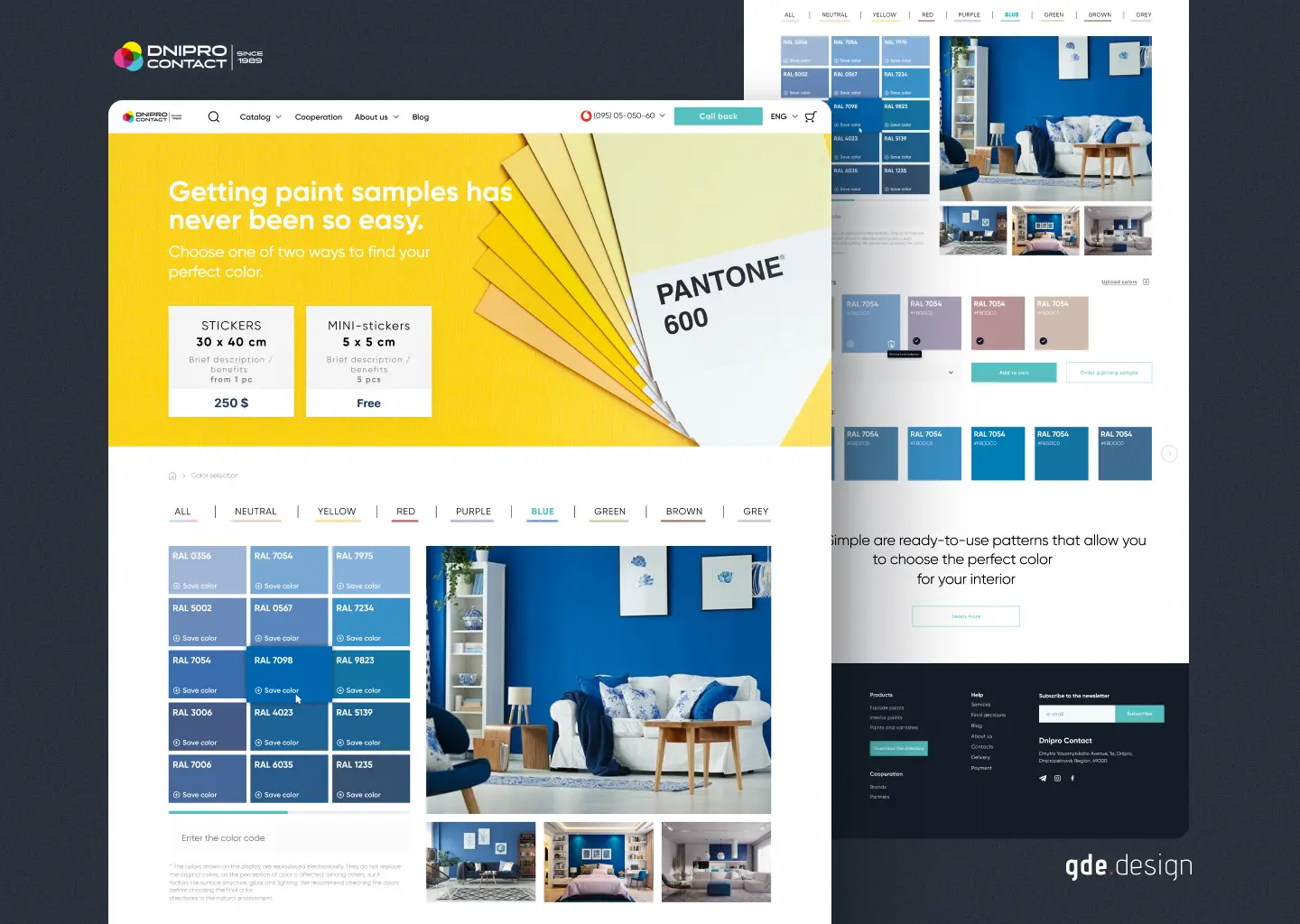 Dnipro Contact paint catalogue with structured data and colour tools